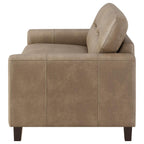 Home & Sleep Outlet - Scotland Faux Leather Upholstered Track Arm Loveseat Brown
