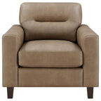 Home & Sleep Outlet - Scotland Faux Leather Upholstered Track Arm Chair Brown