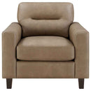 Scotland Faux Leather Upholstered Track Arm Chair Brown