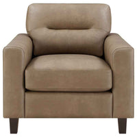 Scotland Faux Leather Upholstered Track Arm Chair Brown