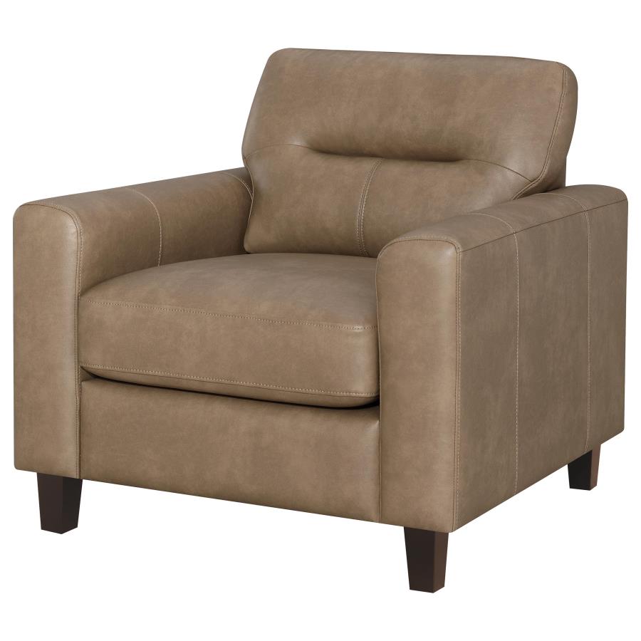 Home & Sleep Outlet - Scotland Faux Leather Upholstered Track Arm Chair Brown