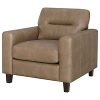 Scotland Faux Leather Upholstered Track Arm Chair Brown
