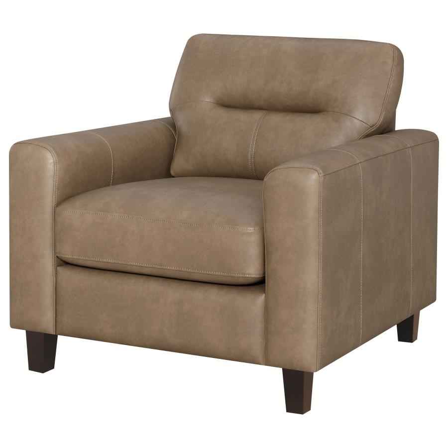 Scotland Faux Leather Upholstered Track Arm Chair Brown