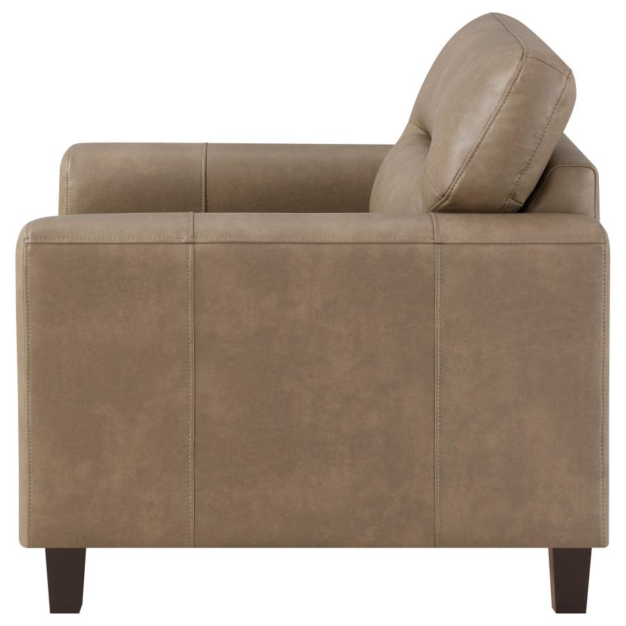 Home & Sleep Outlet - Scotland Faux Leather Upholstered Track Arm Chair Brown