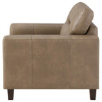 Home & Sleep Outlet - Scotland Faux Leather Upholstered Track Arm Chair Brown
