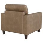 Home & Sleep Outlet - Scotland Faux Leather Upholstered Track Arm Chair Brown