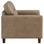 Home & Sleep Outlet - Scotland Faux Leather Upholstered Track Arm Chair Brown