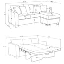 Storey Upholstered Sleeper Sectional Chaise Sofa Camel