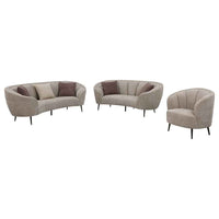 Ellorie 3-piece Upholstered Curved Sofa Set Beige