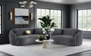 Brookside Velvet Upholstered Curved Loveseat Dark Grey