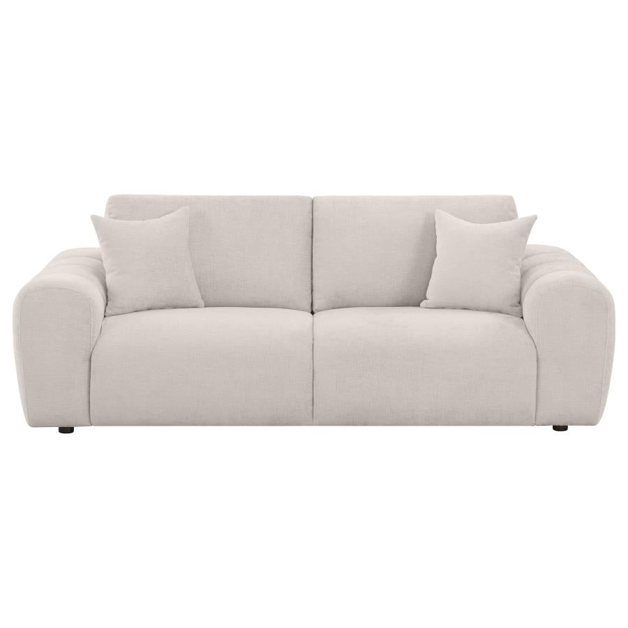 Home & Sleep Outlet - Burnett Chenille Upholstered Wide Arm Sofa Ivory