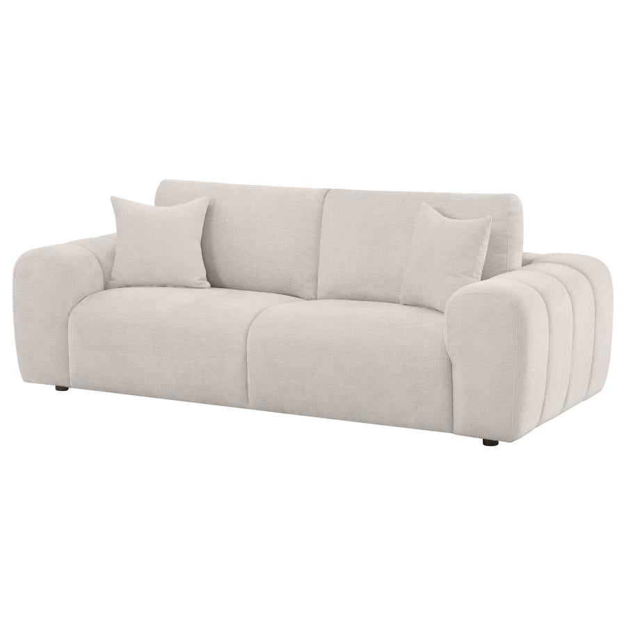 Home & Sleep Outlet - Burnett Chenille Upholstered Wide Arm Sofa Ivory