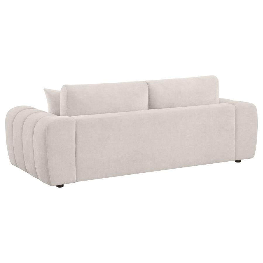 Home & Sleep Outlet - Burnett Chenille Upholstered Wide Arm Sofa Ivory