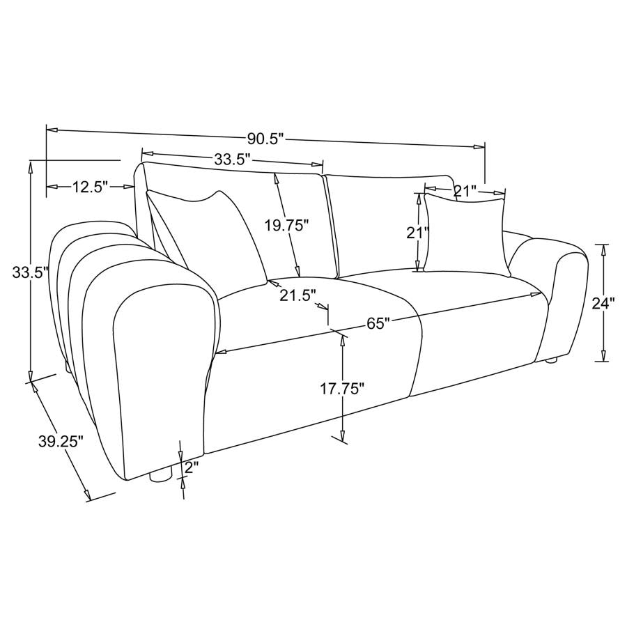 Home & Sleep Outlet - Burnett Chenille Upholstered Wide Arm Sofa Ivory