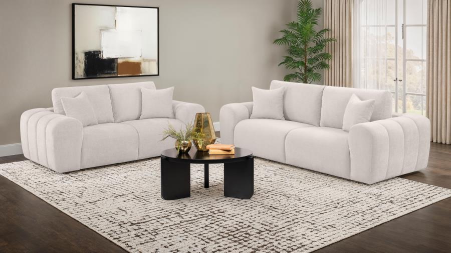 Home & Sleep Outlet - Burnett Chenille Upholstered Wide Arm Sofa Ivory
