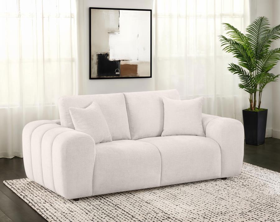 Home & Sleep Outlet - Burnett Chenille Upholstered Wide Arm Loveseat Ivory