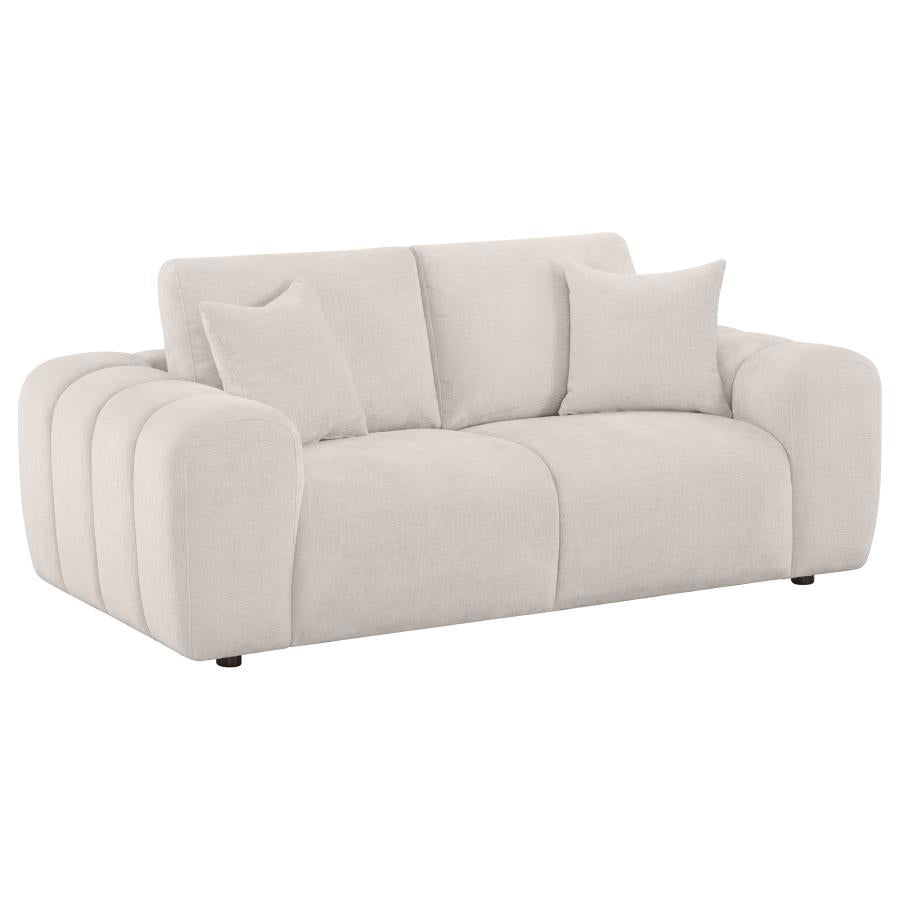 Home & Sleep Outlet - Burnett Chenille Upholstered Wide Arm Loveseat Ivory