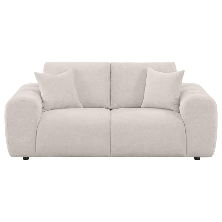 Home & Sleep Outlet - Burnett Chenille Upholstered Wide Arm Loveseat Ivory