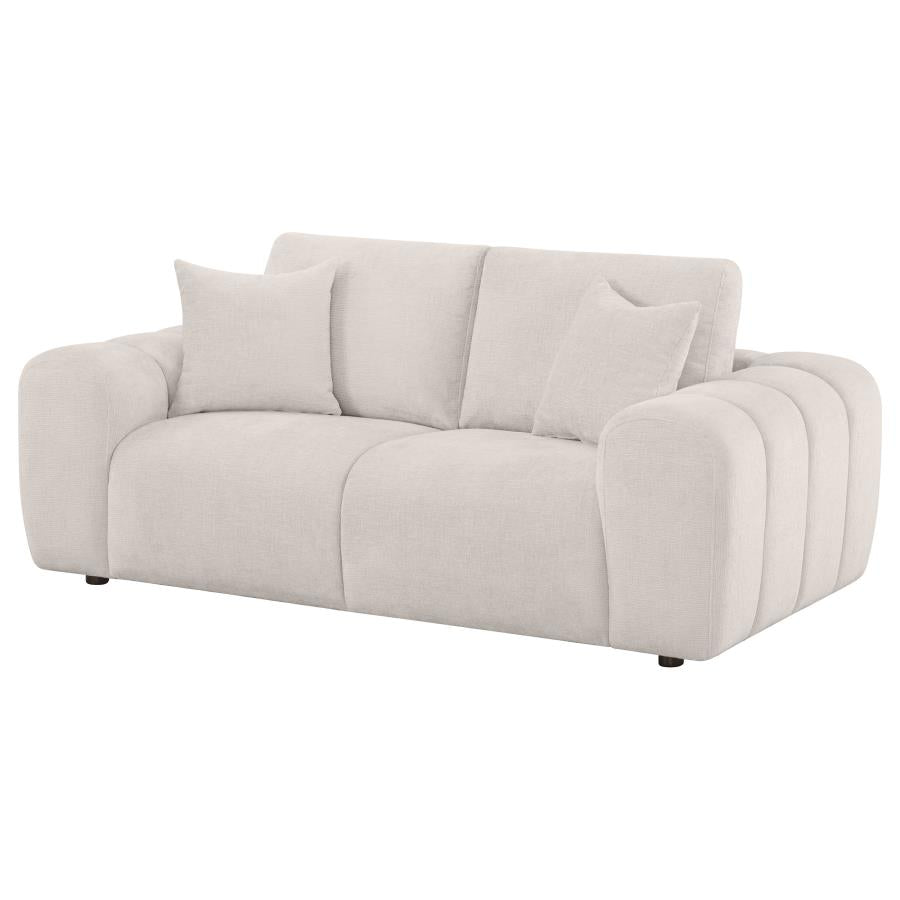 Home & Sleep Outlet - Burnett Chenille Upholstered Wide Arm Loveseat Ivory