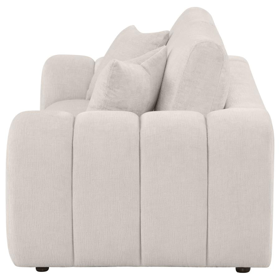 Home & Sleep Outlet - Burnett Chenille Upholstered Wide Arm Loveseat Ivory