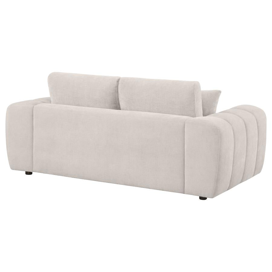Home & Sleep Outlet - Burnett Chenille Upholstered Wide Arm Loveseat Ivory