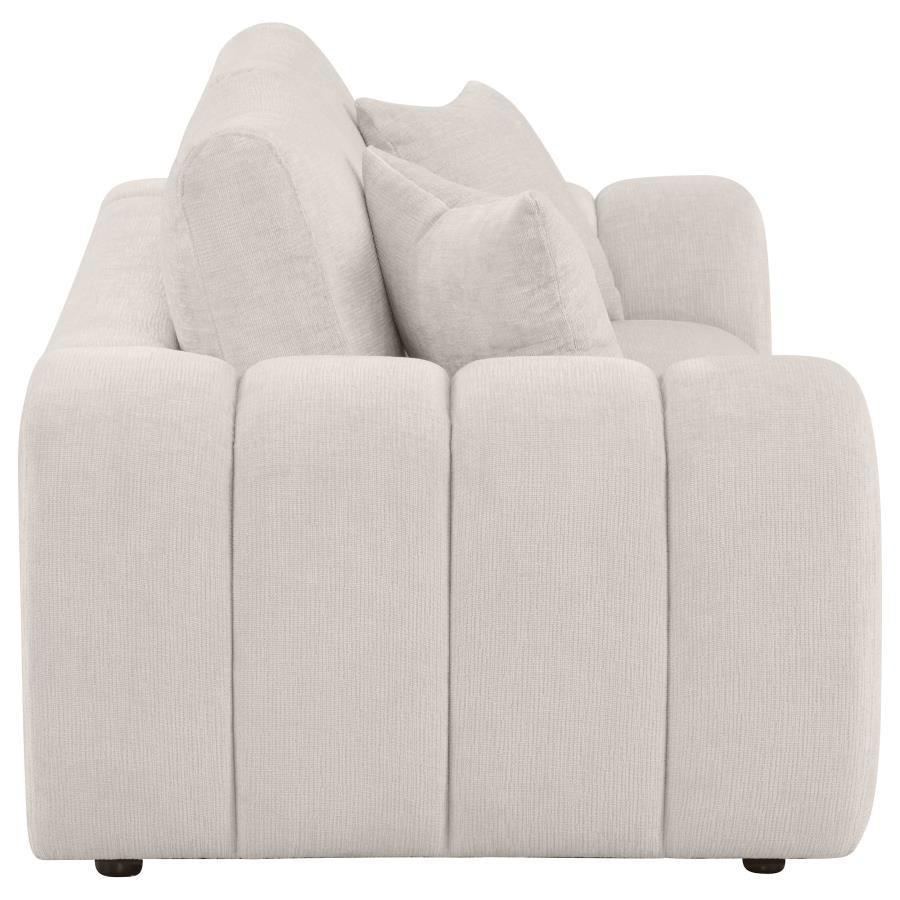 Home & Sleep Outlet - Burnett Chenille Upholstered Wide Arm Loveseat Ivory