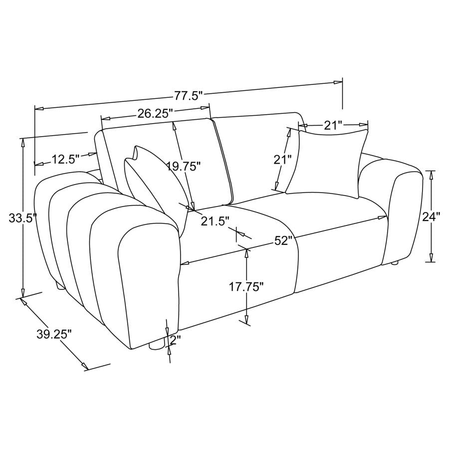 Home & Sleep Outlet - Burnett Chenille Upholstered Wide Arm Loveseat Ivory