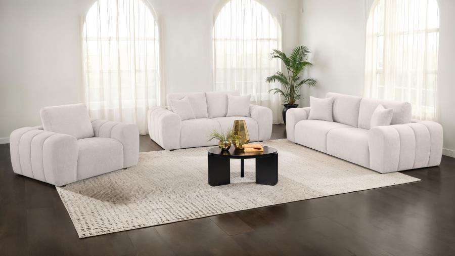 Home & Sleep Outlet - Burnett Chenille Upholstered Wide Arm Loveseat Ivory
