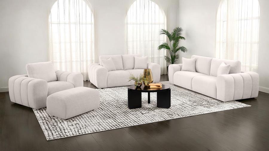 Home & Sleep Outlet - Burnett Chenille Upholstered Wide Arm Loveseat Ivory