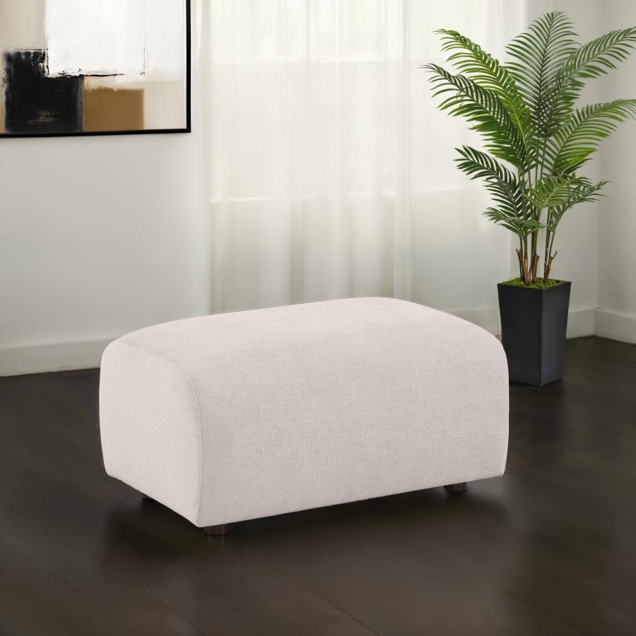 Home & Sleep Outlet - Burnett Chenille Upholstered Ottoman Ivory