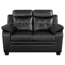 Finley Upholstered Padded Arm Tufted Loveseat Black