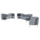 Sophia 3-piece Upholstered Channel Tufted Sofa Set Grey
