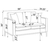 Apperson Upholstered Track Arm Loveseat Light Grey