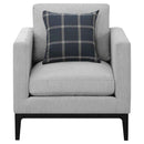 Apperson Upholstered Track Arm Accent Chair Light Grey