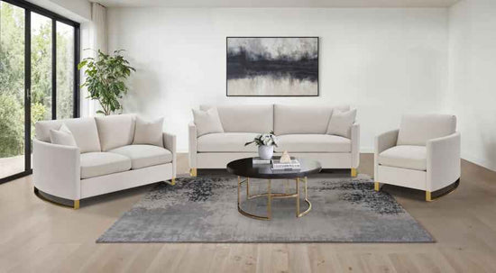 Corliss 3-piece Upholstered Arched Arm Sofa Set Beige