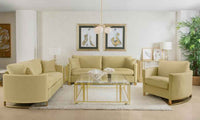 Corliss 3-piece Velvet Upholstered Sofa Set Camel