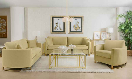 Corliss 3-piece Velvet Upholstered Sofa Set Camel