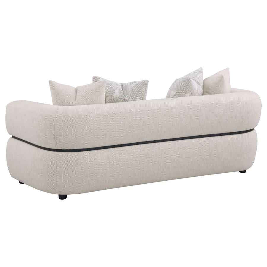 Jeanette 3-piece Fabric Upholstered Round Arm Sofa Set Beige
