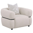 Jeanette 3-piece Fabric Upholstered Round Arm Sofa Set Beige