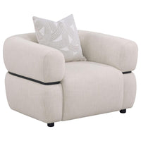 Jeanette 3-piece Fabric Upholstered Round Arm Sofa Set Beige