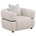 Jeanette 3-piece Fabric Upholstered Round Arm Sofa Set Beige