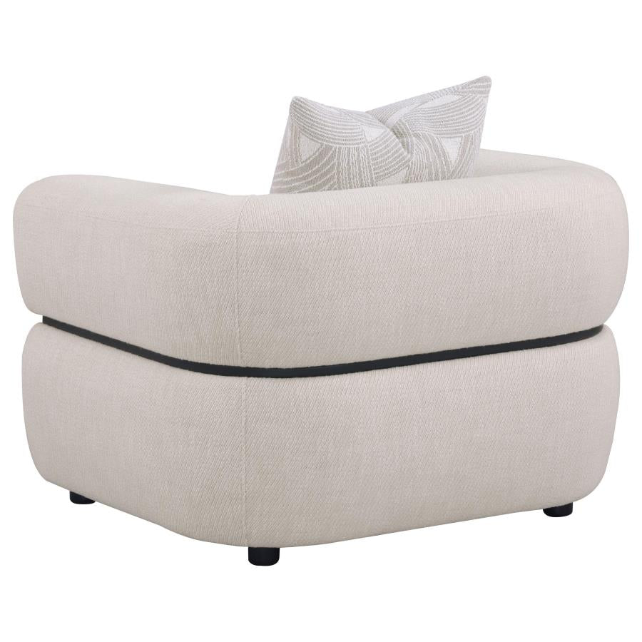 Jeanette 3-piece Fabric Upholstered Round Arm Sofa Set Beige