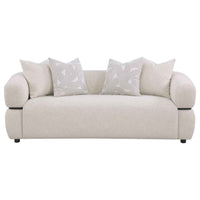 Jeanette 84-inch Fabric Upholstered Round Arm Sofa Beige