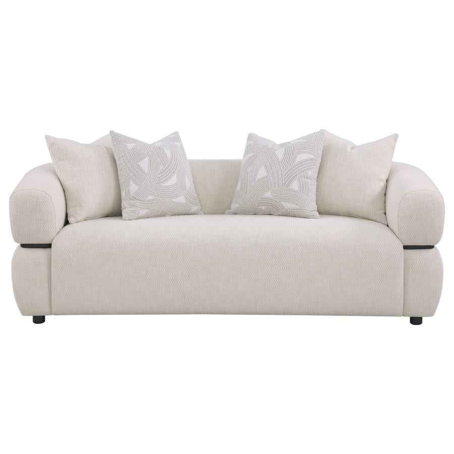 Jeanette 84-inch Fabric Upholstered Round Arm Sofa Beige
