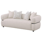 Jeanette 84-inch Fabric Upholstered Round Arm Sofa Beige