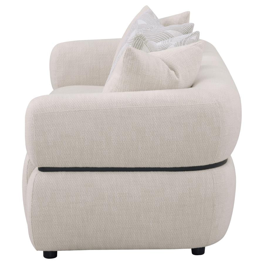 Jeanette 84-inch Fabric Upholstered Round Arm Sofa Beige