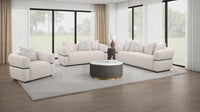 Jeanette 84-inch Fabric Upholstered Round Arm Sofa Beige