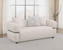 Jeanette 73-inch Fabric Upholstered Round Arm Loveseat Beige