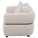 Jeanette 73-inch Fabric Upholstered Round Arm Loveseat Beige