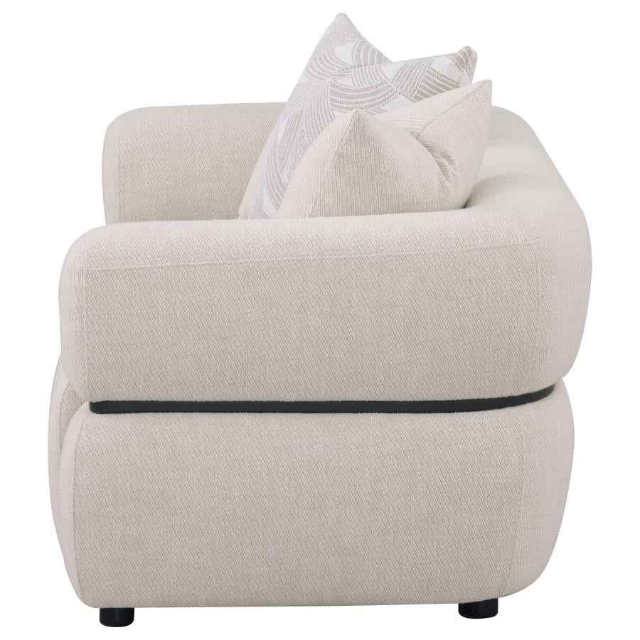 Jeanette 73-inch Fabric Upholstered Round Arm Loveseat Beige